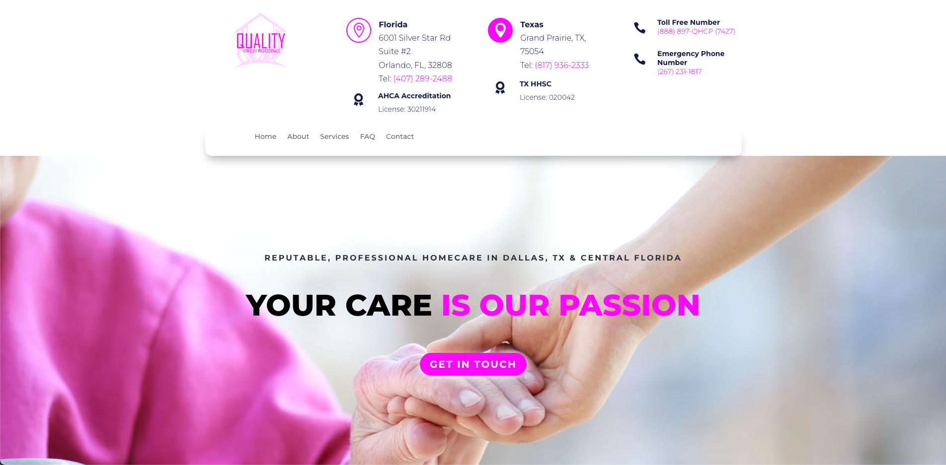 Quality Homecare Professionals website designed by KGY Digital
