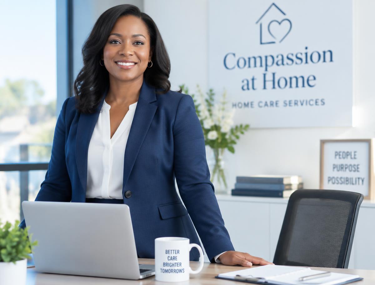A home care agency owner in her office