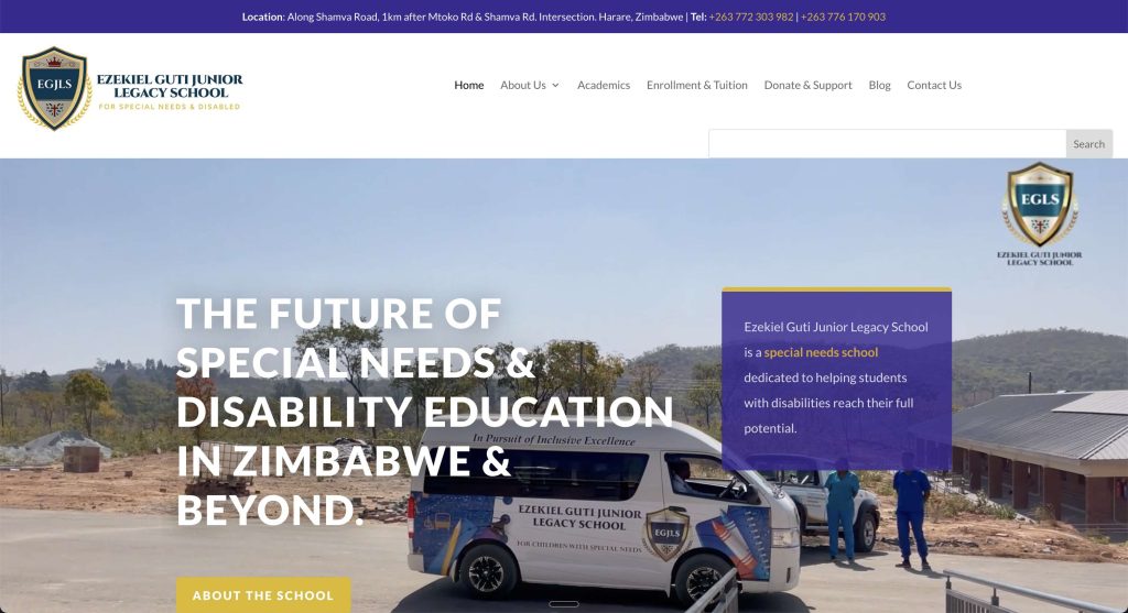 Photo of the EJ Legacy School for Special Needs website